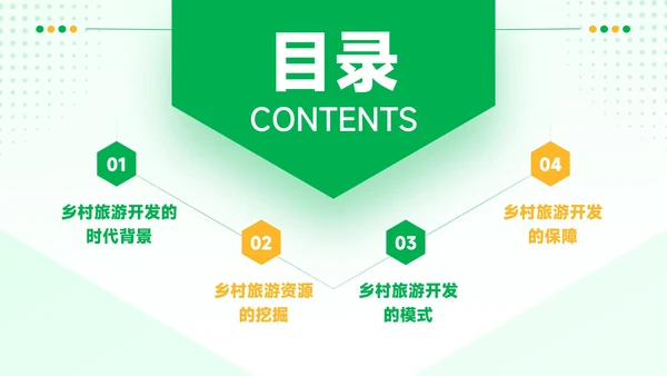 黄绿色质感风乡村振兴中的旅游开发PPT模板