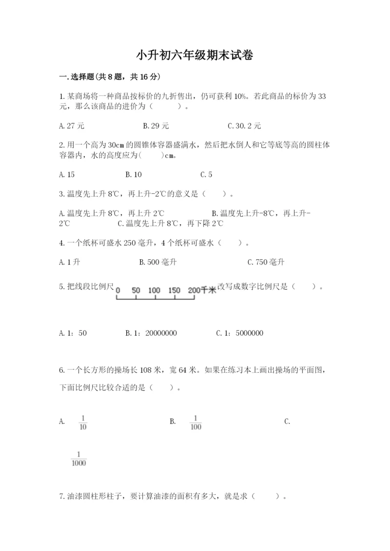 小升初六年级期末试卷（名师推荐）.docx