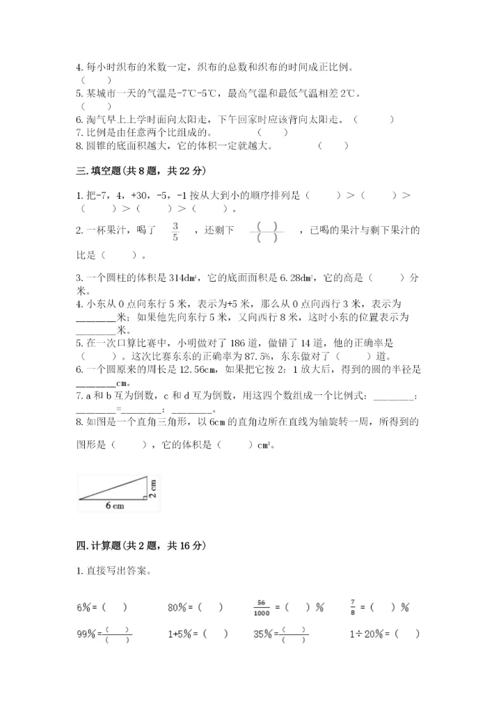 小升初六年级期末试卷精品（典优）.docx