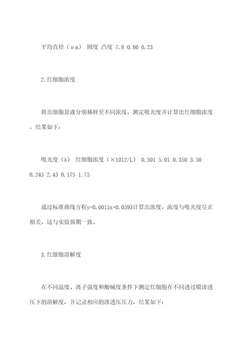 红细胞特性实验报告