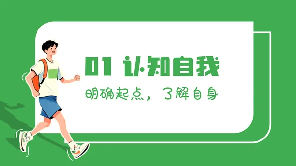 绿色简约漫画风职业规划PPT模板