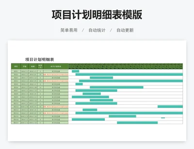 项目计划明细表模版