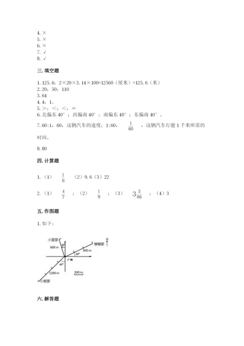 小学六年级上册数学期末测试卷精品（易错题）.docx