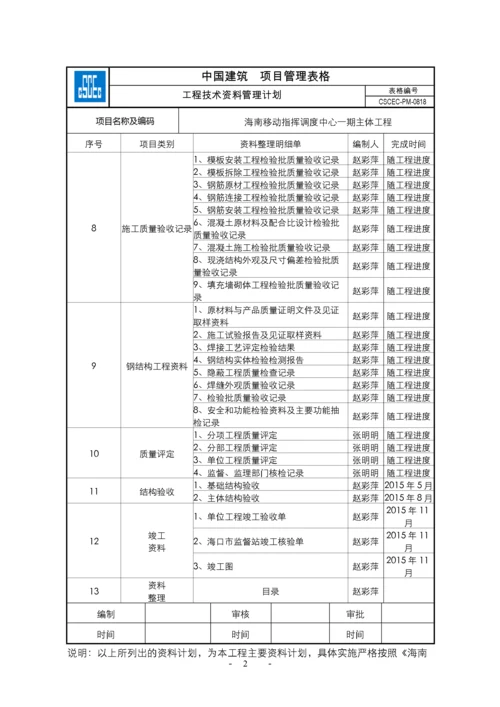 【建筑工程】工程技术资料管理计划CSCEC-PM-0818.docx