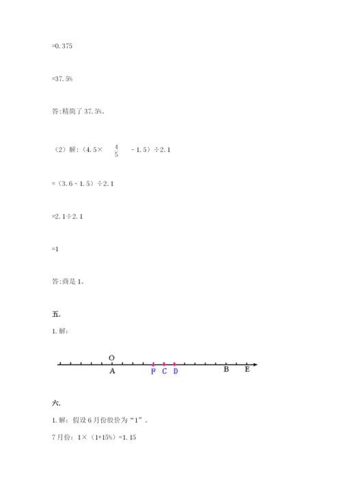 小学六年级数学摸底考试题及参考答案（模拟题）.docx