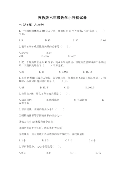 苏教版六年级数学小升初试卷及答案【名校卷】.docx