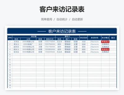 客户来访记录表