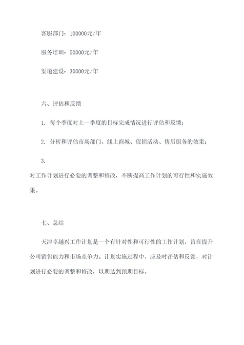 天津卓越兴工作计划