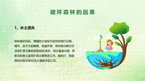 绿色卡通简约展板风世界森林日主题PPT模板