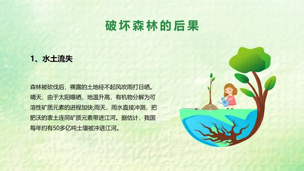 绿色卡通简约展板风世界森林日主题PPT模板