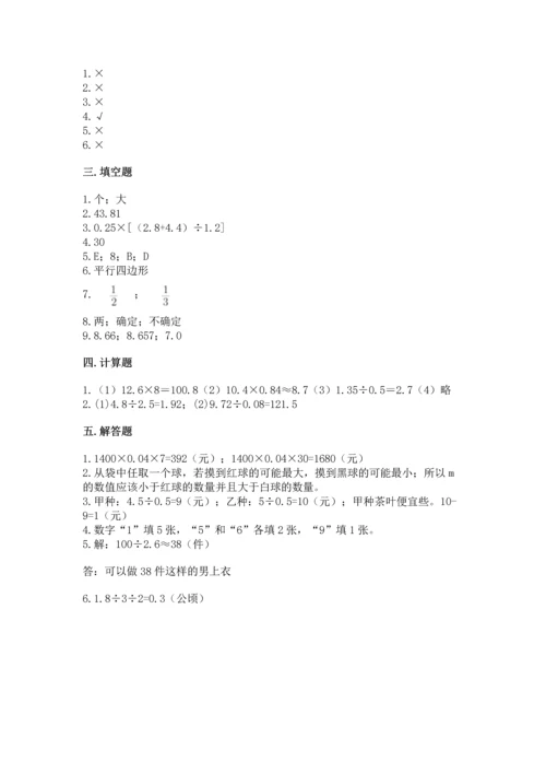 人教版数学五年级上册期末考试试卷（考点提分）.docx