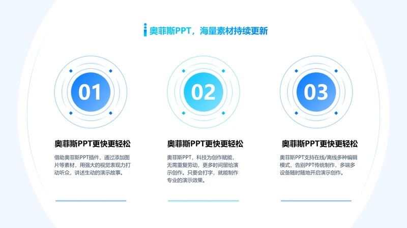 蓝色科技风并列关系3项PPT内容页