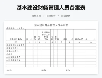 基本建设财务管理人员备案表