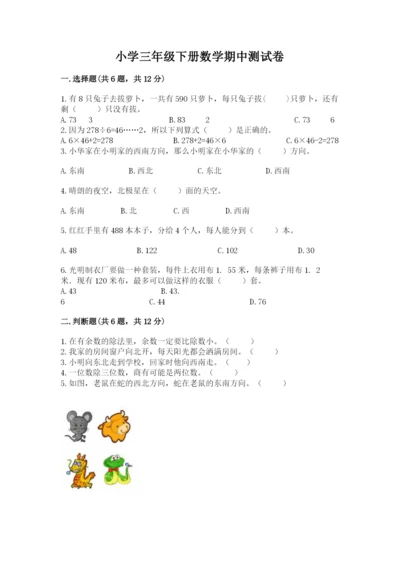 小学三年级下册数学期中测试卷【典优】.docx