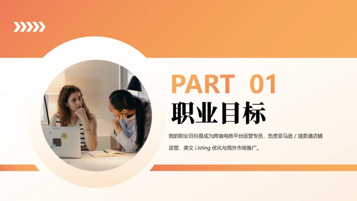 英语专业大学生求职综合能力展示职业生涯规划通用PPT模版