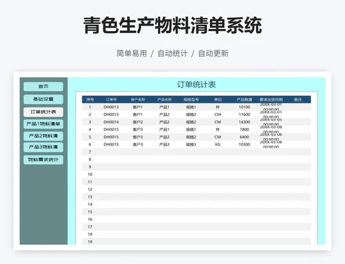 青色生产物料清单系统