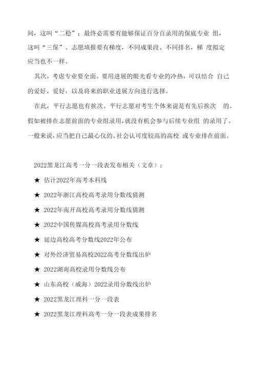 2022黑龙江高考一分一段表发布(文理科).docx