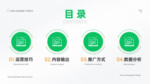 绿色微信公众号运营推广简约PPT模板