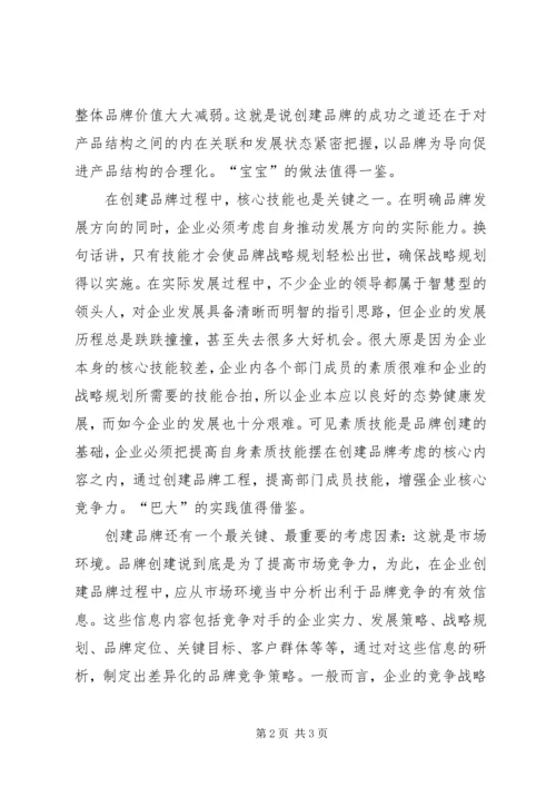 关于企业创建品牌的调查思考 (2).docx