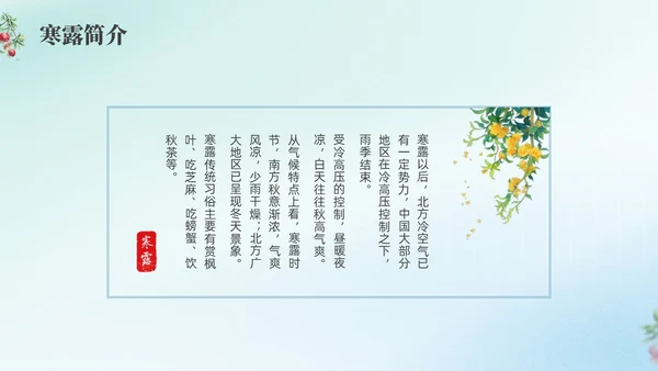 彩色弥撒寒露养生二十四节气PPT课件