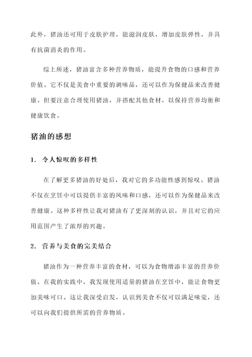 猪油的好处与感想