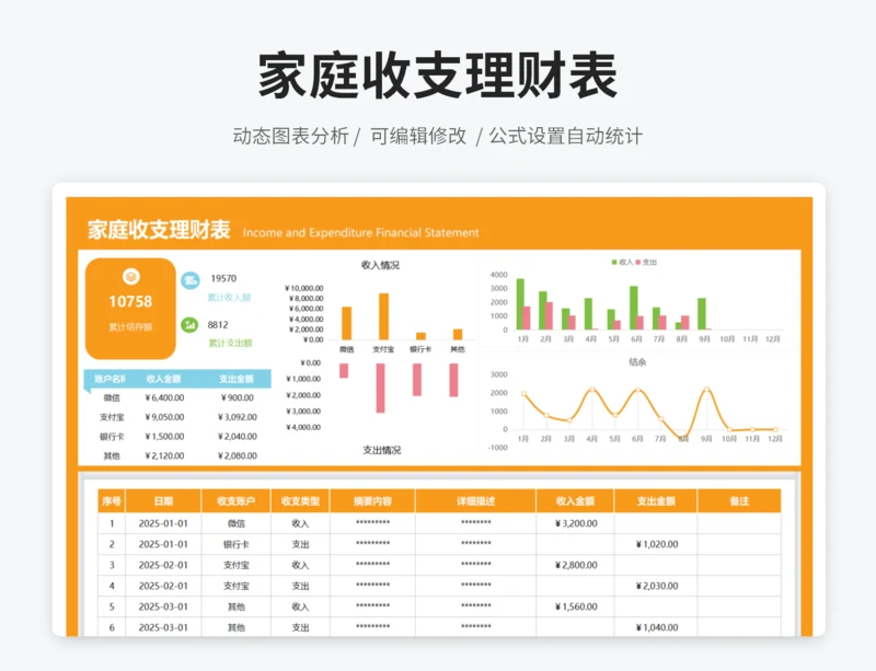 家庭收支理财表