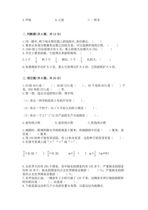 小学六年级上册数学期末测试卷及答案（名校卷）.docx