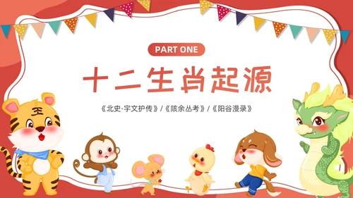 红色卡通可爱十二生肖课件PPT中国传统文化