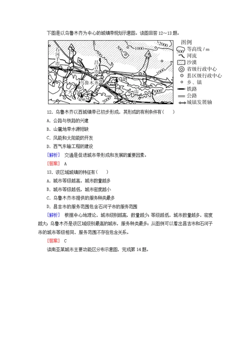 2019 2020学年高中地理课时跟踪训练5城市空间结构湘教版必修2