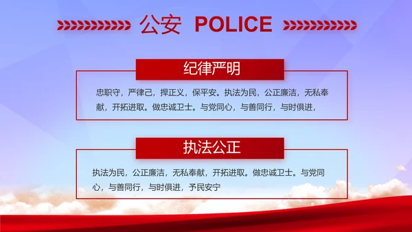 蓝色大气公安警察年终工作总结汇报PPT模板