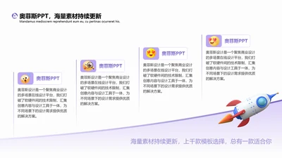 紫色简约3d递进关系流程关系4项PPT单页