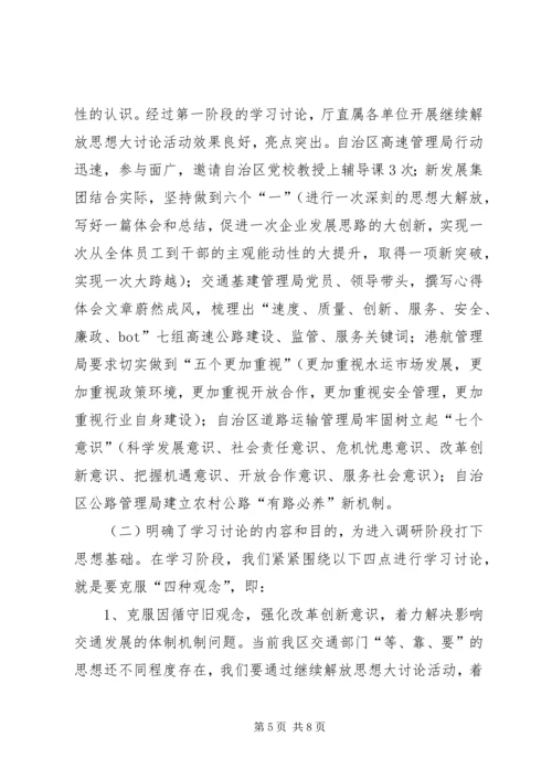 开展继续解放思想大讨论活动第一阶段工作情况汇报 (6).docx