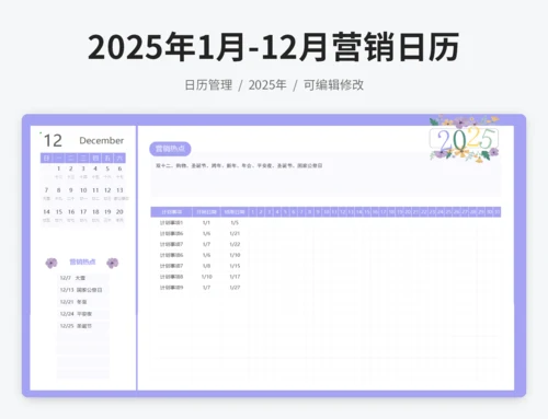 2025年1月-12月营销日历