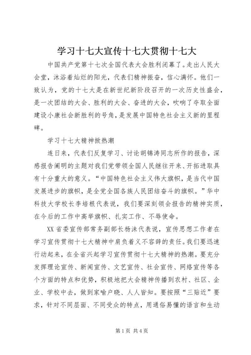 学习十七大宣传十七大贯彻十七大.docx