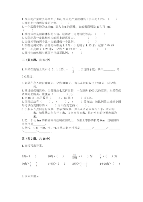 苏教版六年级数学小升初试卷含答案【精练】.docx