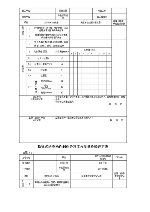 古建工程质量检验评表