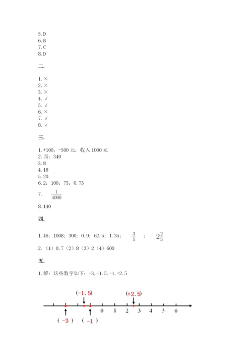 河南省平顶山市六年级下册数学期末测试卷带答案.docx