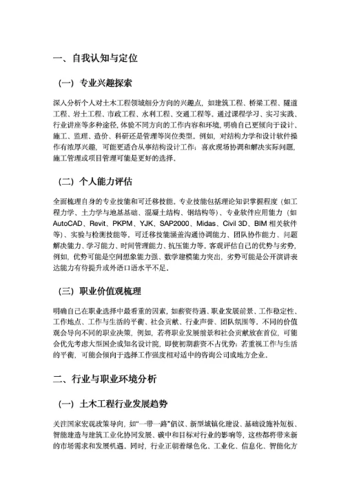 土木大学生职业生涯规划