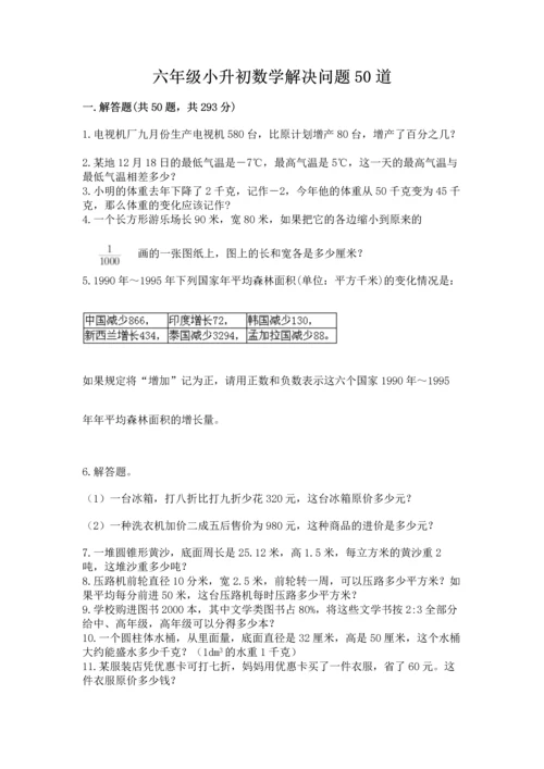 六年级小升初数学解决问题50道含答案【名师推荐】.docx