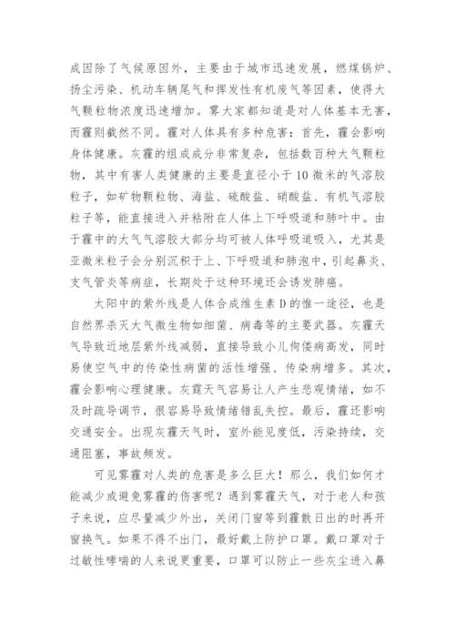 雾霾的论文精编.docx