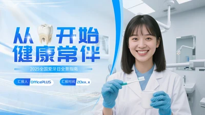 蓝白简约爱牙日口腔宣传模板