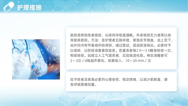 蓝色渐变简约商务呼吸困难的护理医学护理肺部培训PPT模板呼吸衰竭