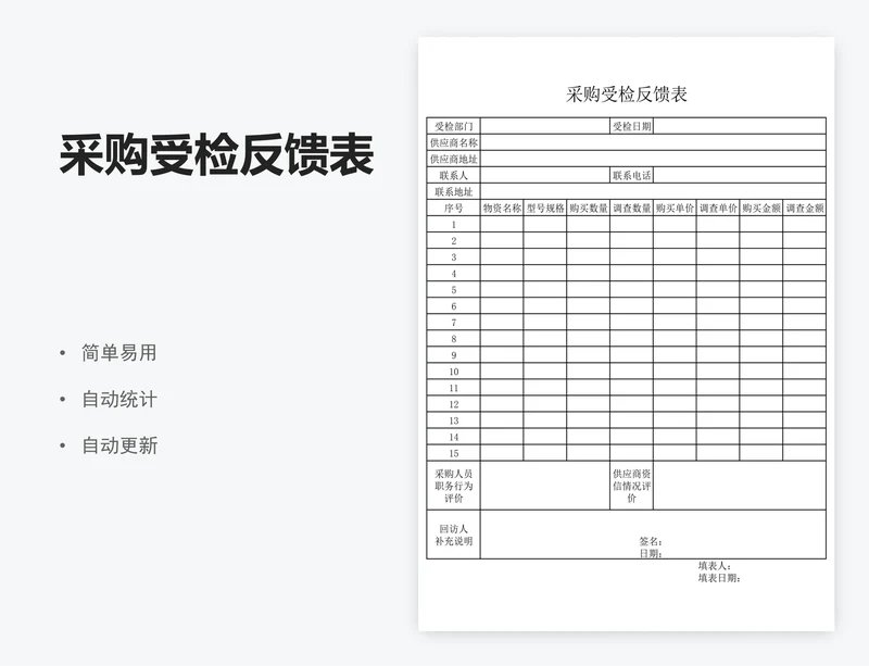 采购受检反馈表
