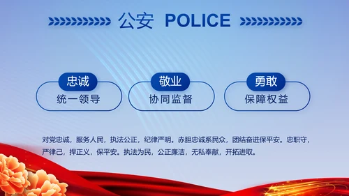 蓝色大气警察公安风采活动展示动态PPT