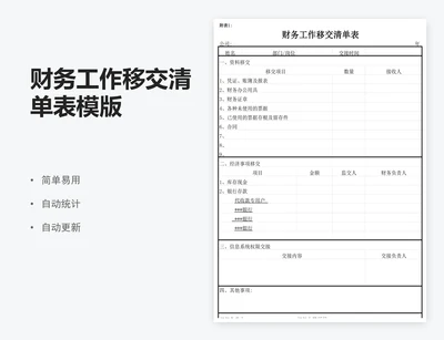 财务工作移交清单表模版