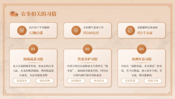 棕色中国风霜降节气介绍PPT模板