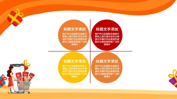 黄色扁平风电商购物双十二活动方案PPT模板