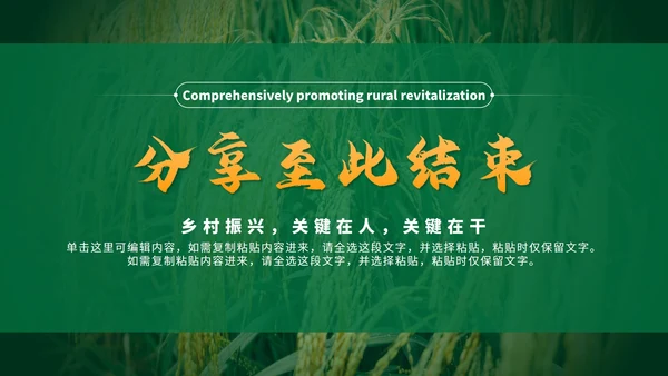 绿色简约实景全民推进乡村振兴PPT模板