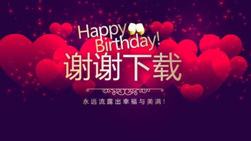 高端紫色生日快乐电子相册PPT