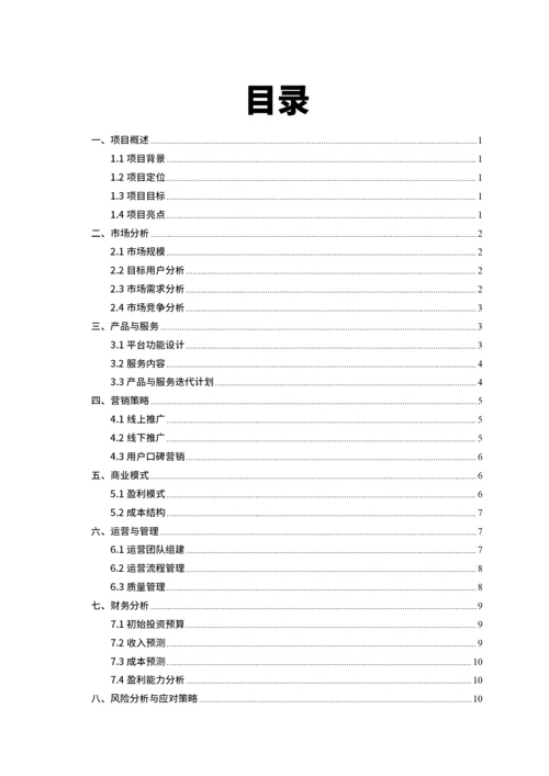 大学生互联网+比赛商业计划书